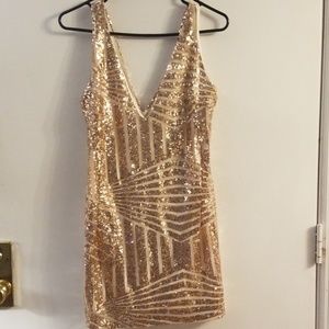 NWOT gold sequin mini dress